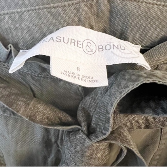 Treasure & Bond Nordstrom Paperbag Ankle Fit Pants Size 8 Olive Green NEW Chino - Picture 7 of 10